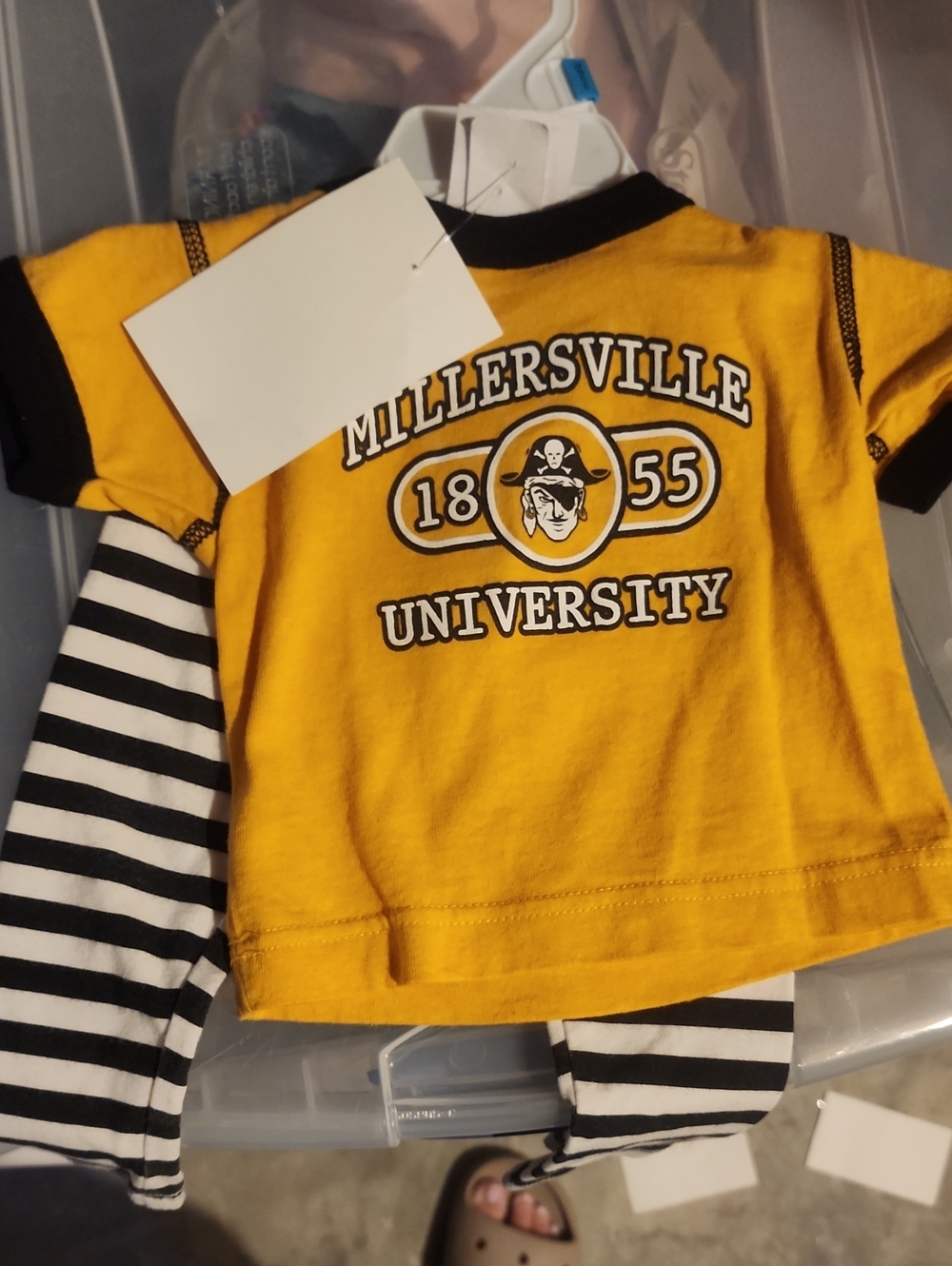 3-6 Months Millersville University Yellow Kids Graphic Tee & Striped Leggings